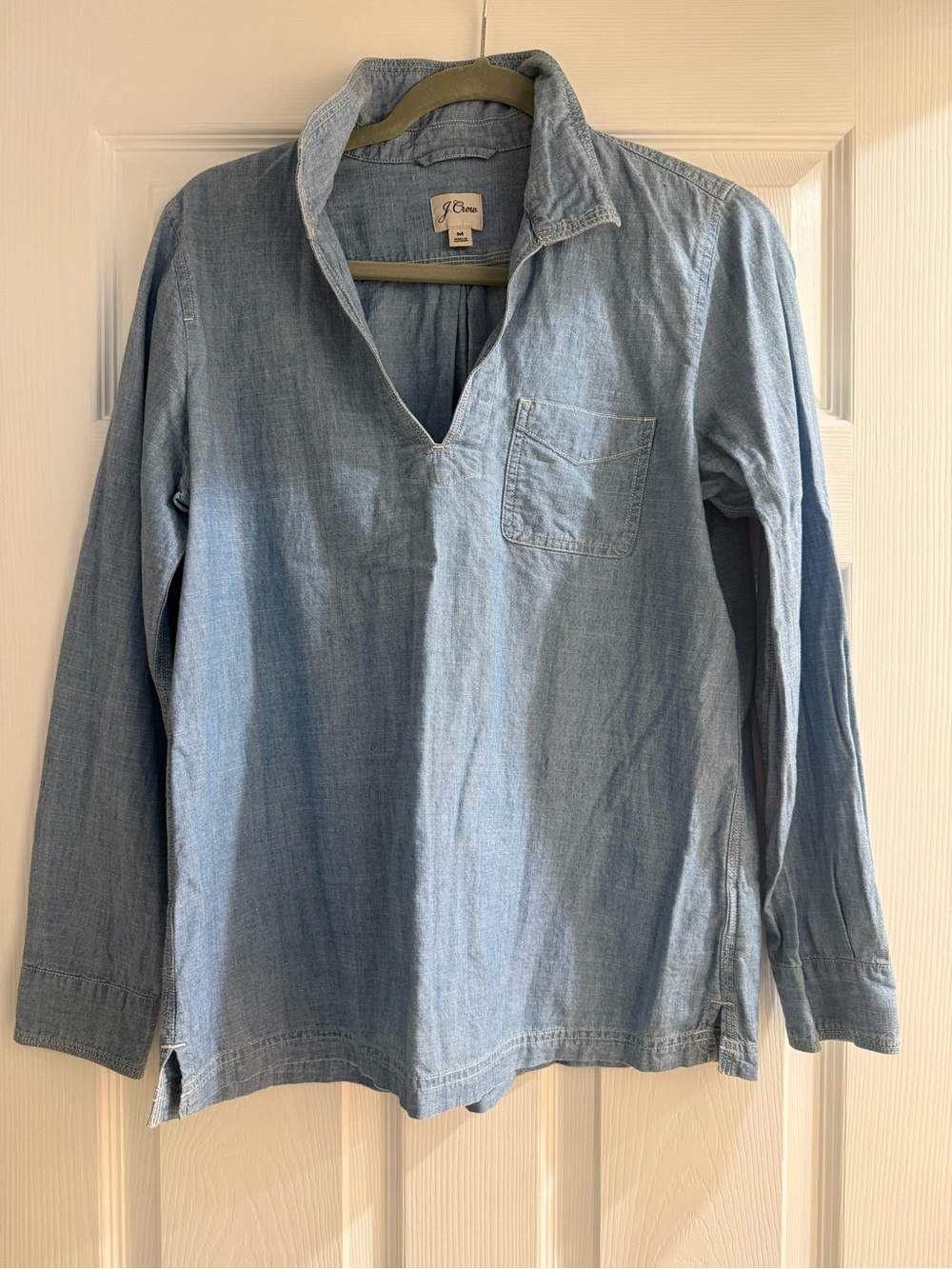 J. Crew Light Blue Denim Button-Down Popover Shirt